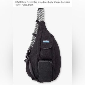 KAVU Rope Fleece Bag Sling Crossbody Sherpa Backpack
Travel Purse, Black